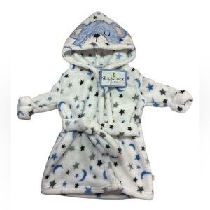 Duck Duck Goose Hooded Baby Boy Stars Belted Bath Robe 0-9 Months NWT